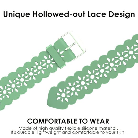 Apple Watch SLIM Lace Silicone Band  - GRASS GREEN - 38mm/40mm/41mm - Picture 2 of 3